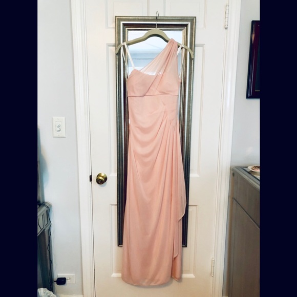 Davids Bridal Long Mesh OneShoulder Illusion Petal - Picture 3 of 4